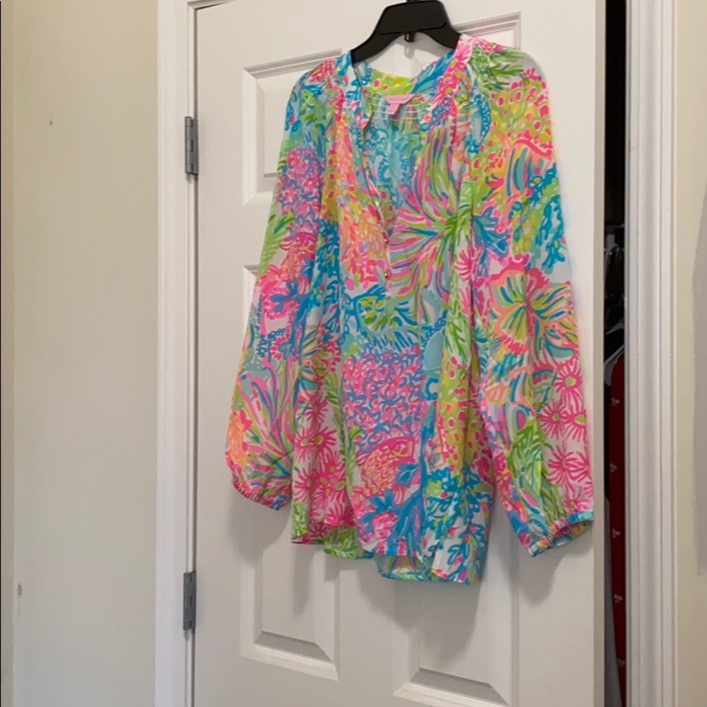 Lily Pulitzer Elsa silk blouse size L